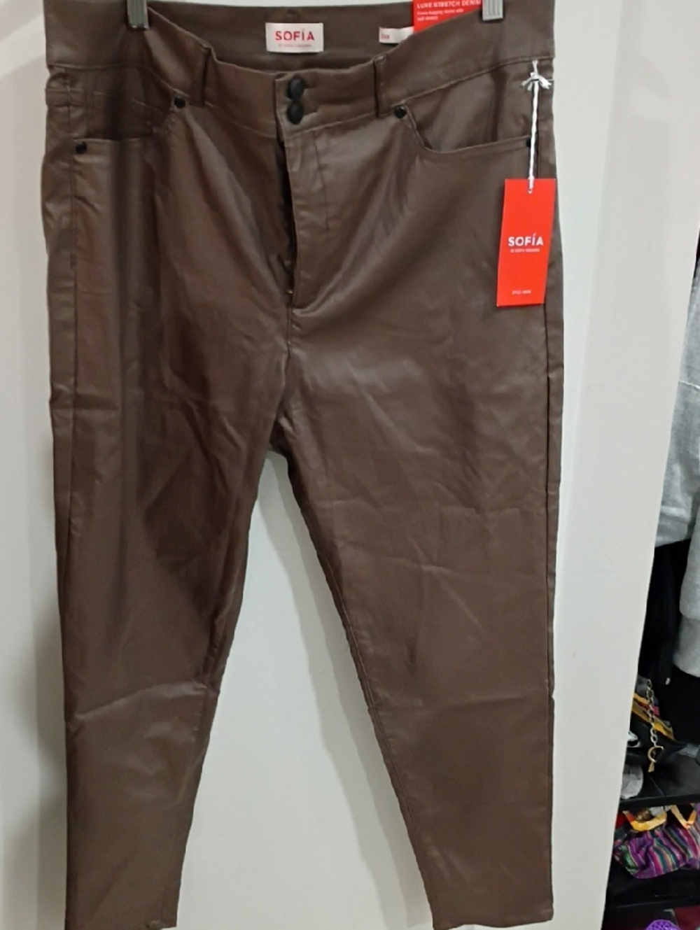 sofia by sofia vergara Brown Faux Leather Pants